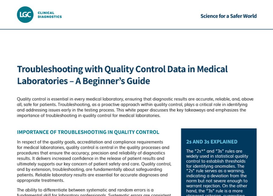 Troubleshooting with Quality Control Data in Medical Laboratories - A Beginners Guide